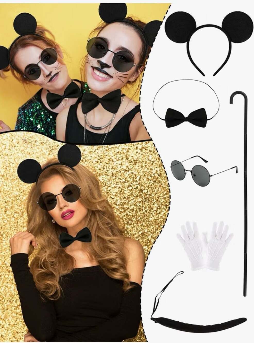 Halloween 6-Piece Cute Mouse Costume Accessories Set- One Size - New